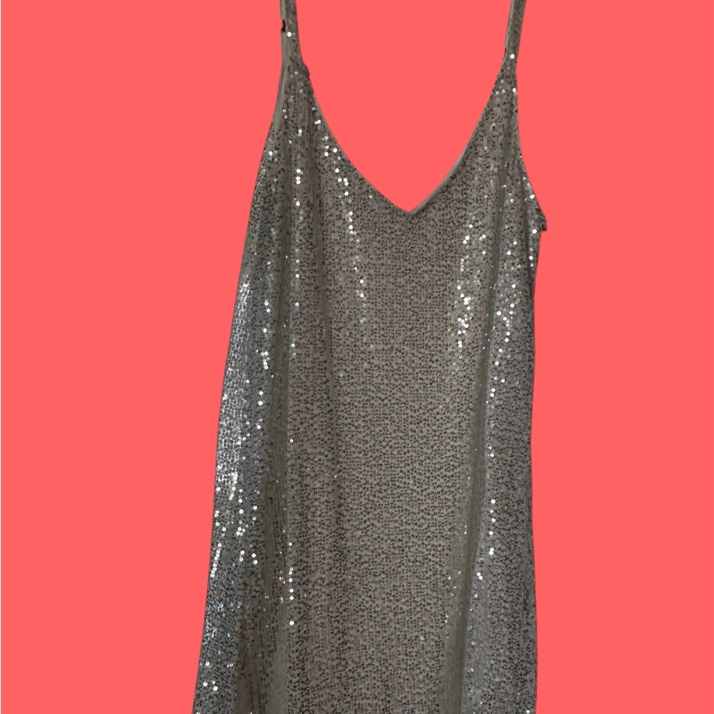 Source Unknown Sparkling Silver Mini Dress - Picture 3 of 4
